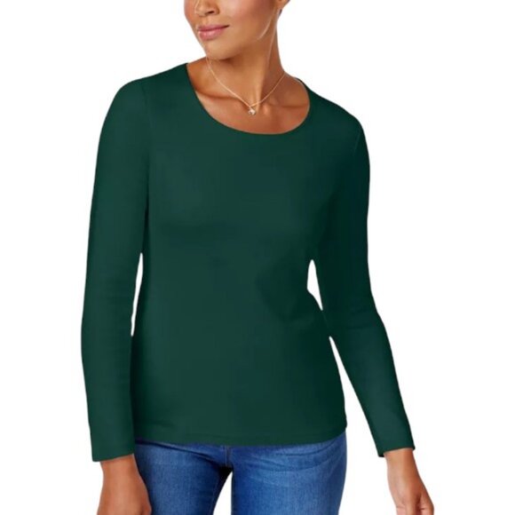 Karen Scott green long sleeves top size L - Picture 1 of 3